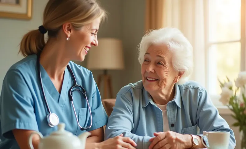 A doctor caresses a grown woman